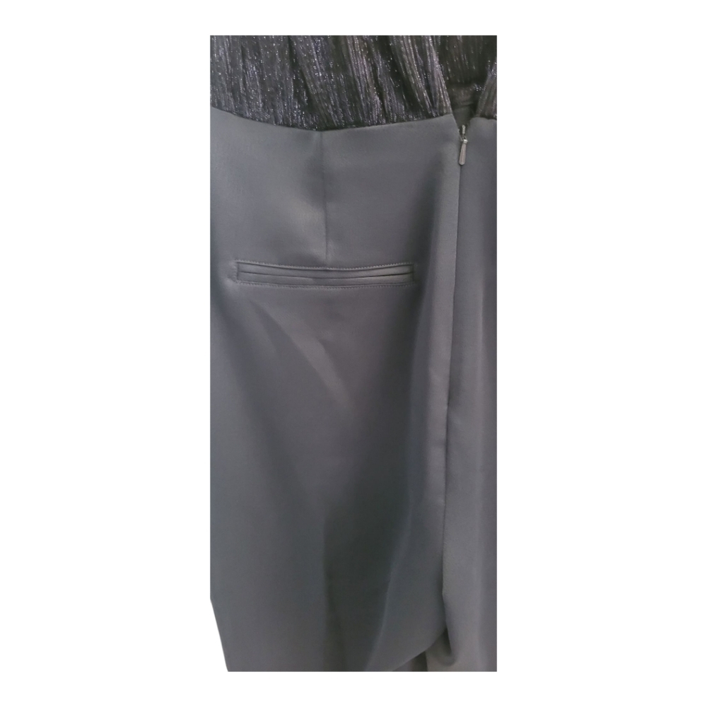 Reiss Margot Metallic & Satin Jumpsuit Navy Size 8 US NWT - Picture 8 of 14